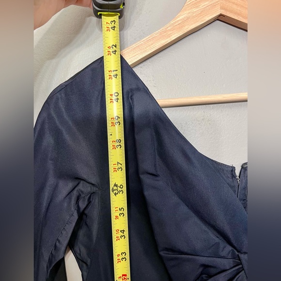 VTG 50/60s Navy Blue Cocktail Dress W/ Lining & Snap Bow On The Back - Picture 2 of 11